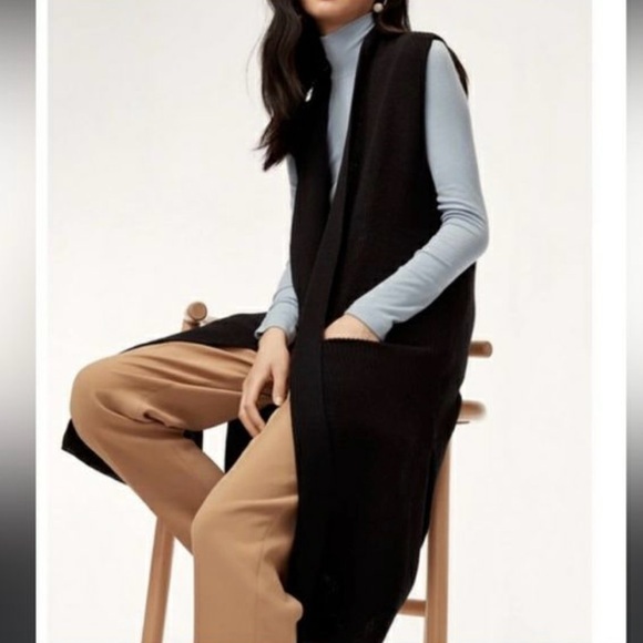 Wilfred Long Sleeveless Sweater Vest Black Size XXS - Picture 2 of 9